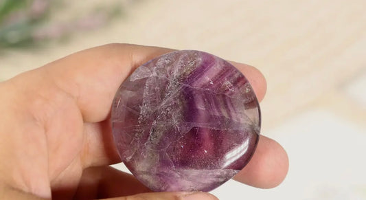 Fluorite Flat Palm Stone 1 Piece