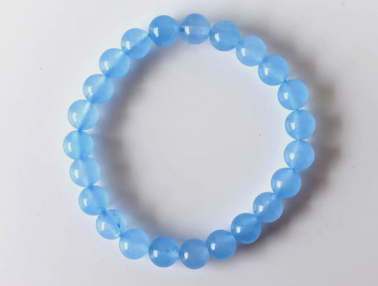 Blue Chalcedony Crystal Bracelet 6mm or 8mm