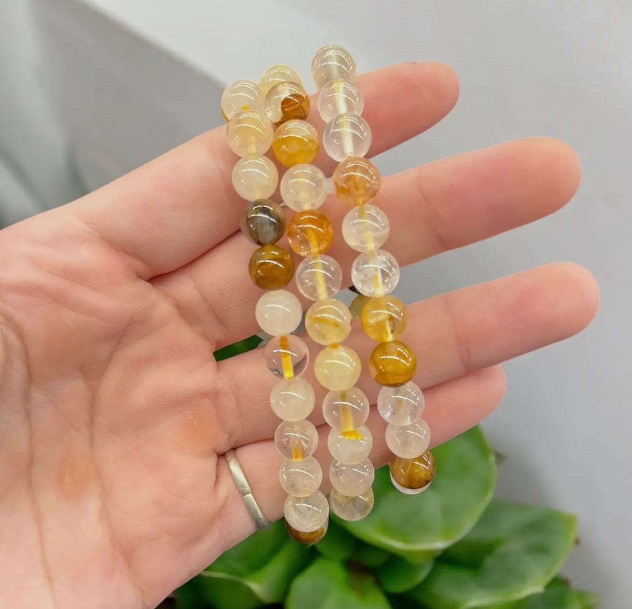 Natural Golden Healer 8mm 7.5” Bracelet 1 Piece