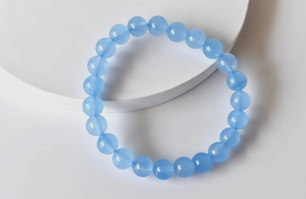 Blue Chalcedony Crystal Bracelet 6mm or 8mm