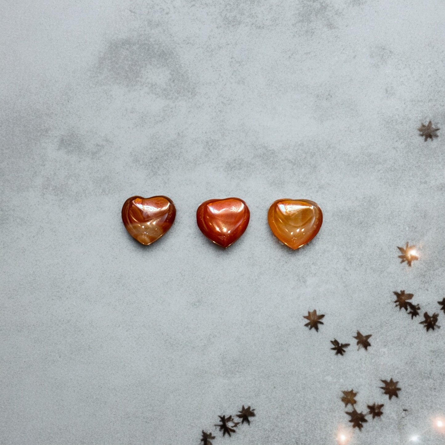 3 Mini Pocket Carnelian Hearts