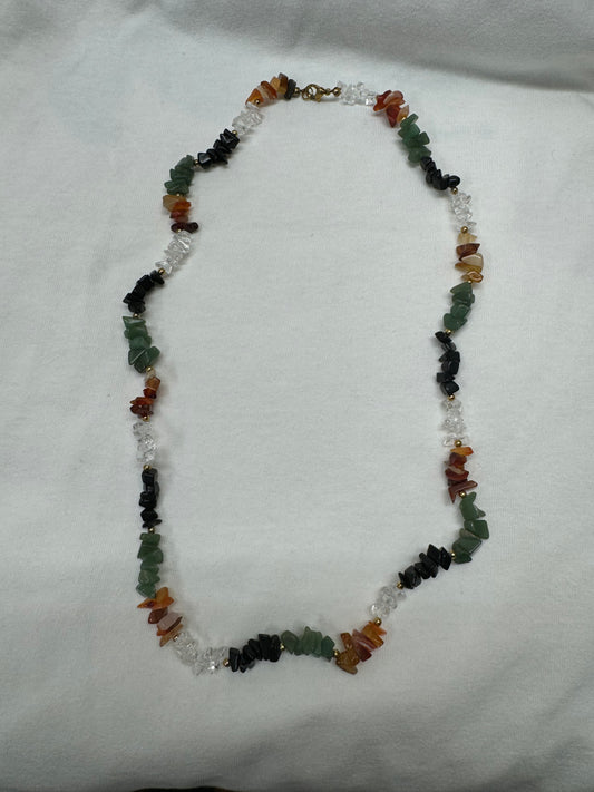 Natural Multi Crystal Gemstone Chip Necklace 26 in