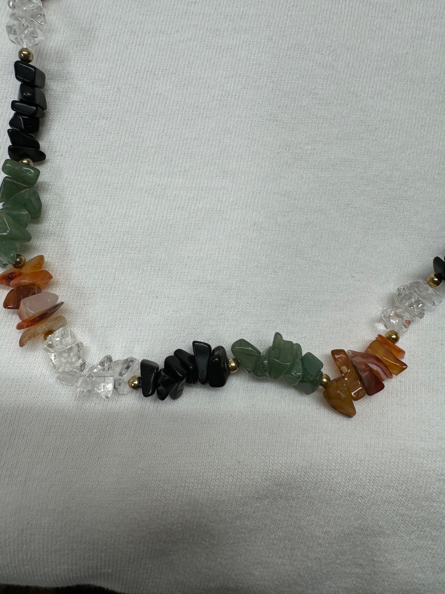 Natural Multi Crystal Gemstone Chip Necklace 26 in