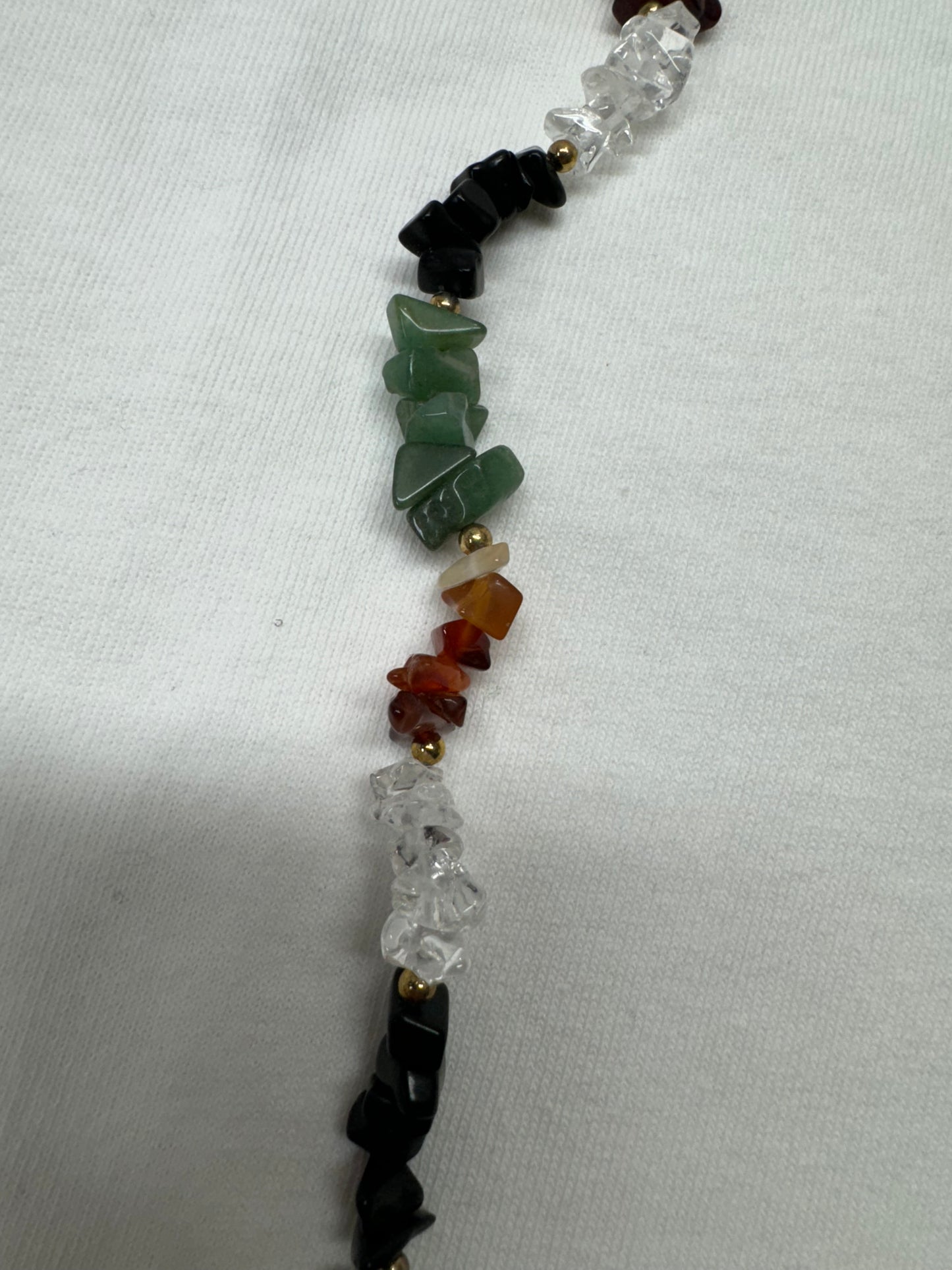 Natural Multi Crystal Gemstone Chip Necklace 26 in