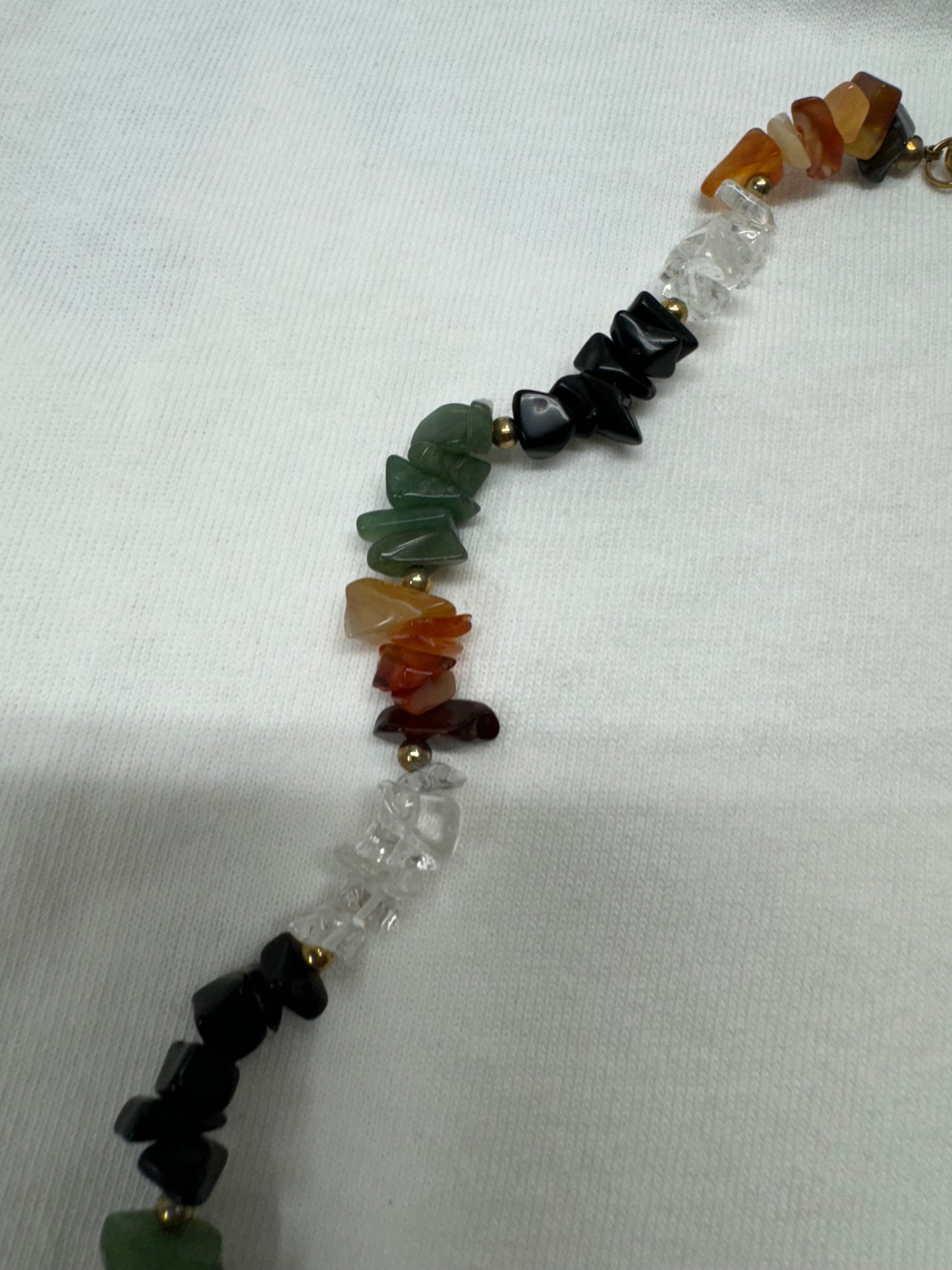 Natural Multi Crystal Gemstone Chip Necklace 26 in