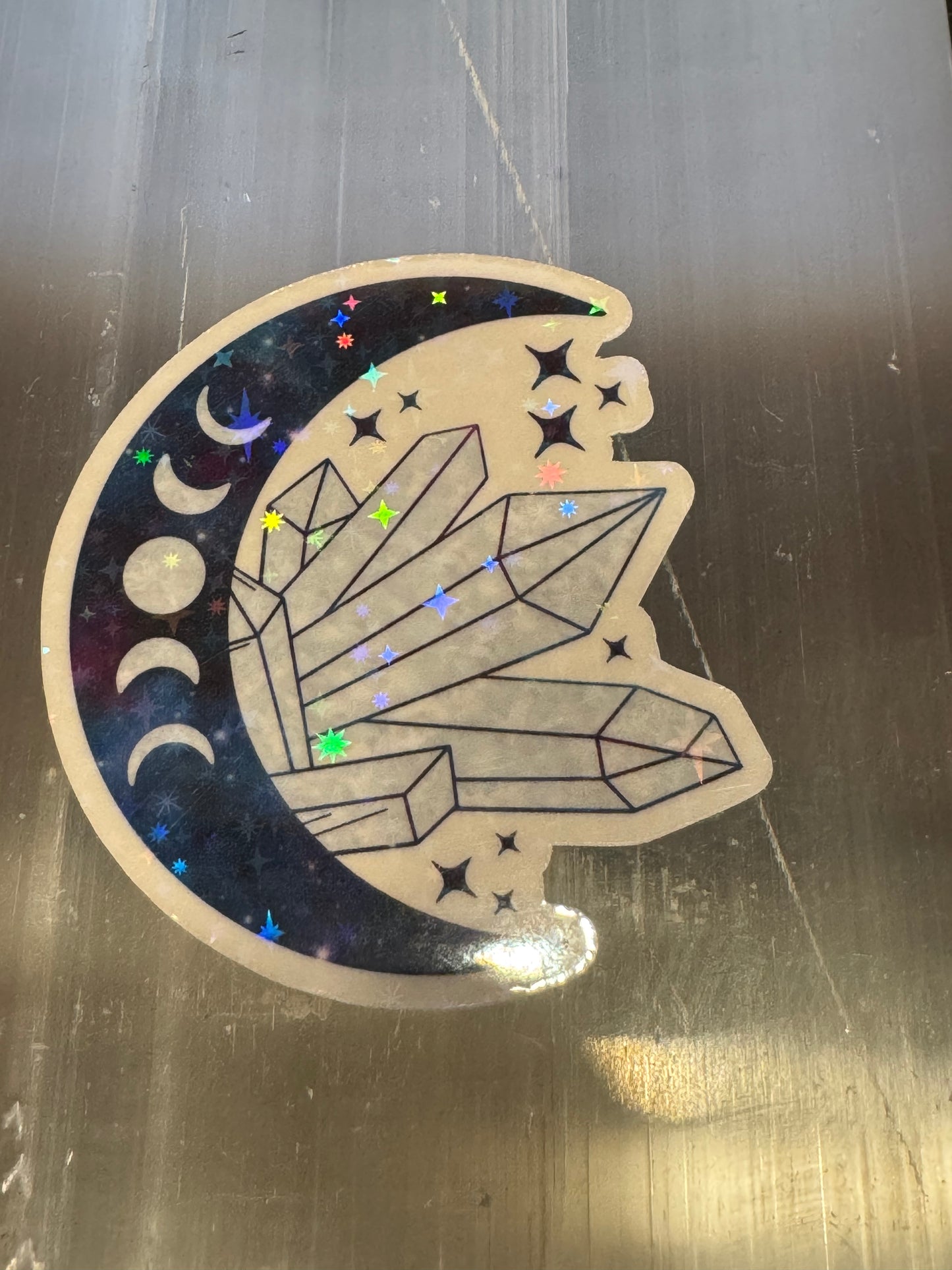 Celestial moon phases moon crystal holographic sticker