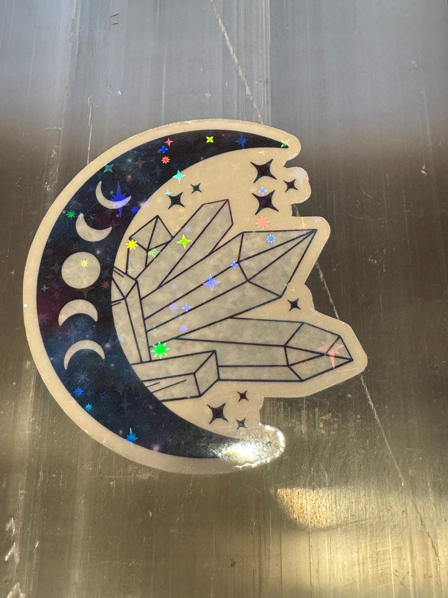 Celestial moon phases moon crystal holographic sticker