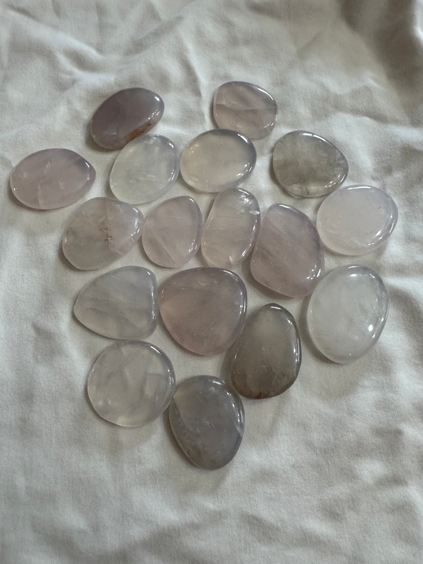 Blue Rose Quartz Crystal Flat Pocket Palm Stone 1 Piece