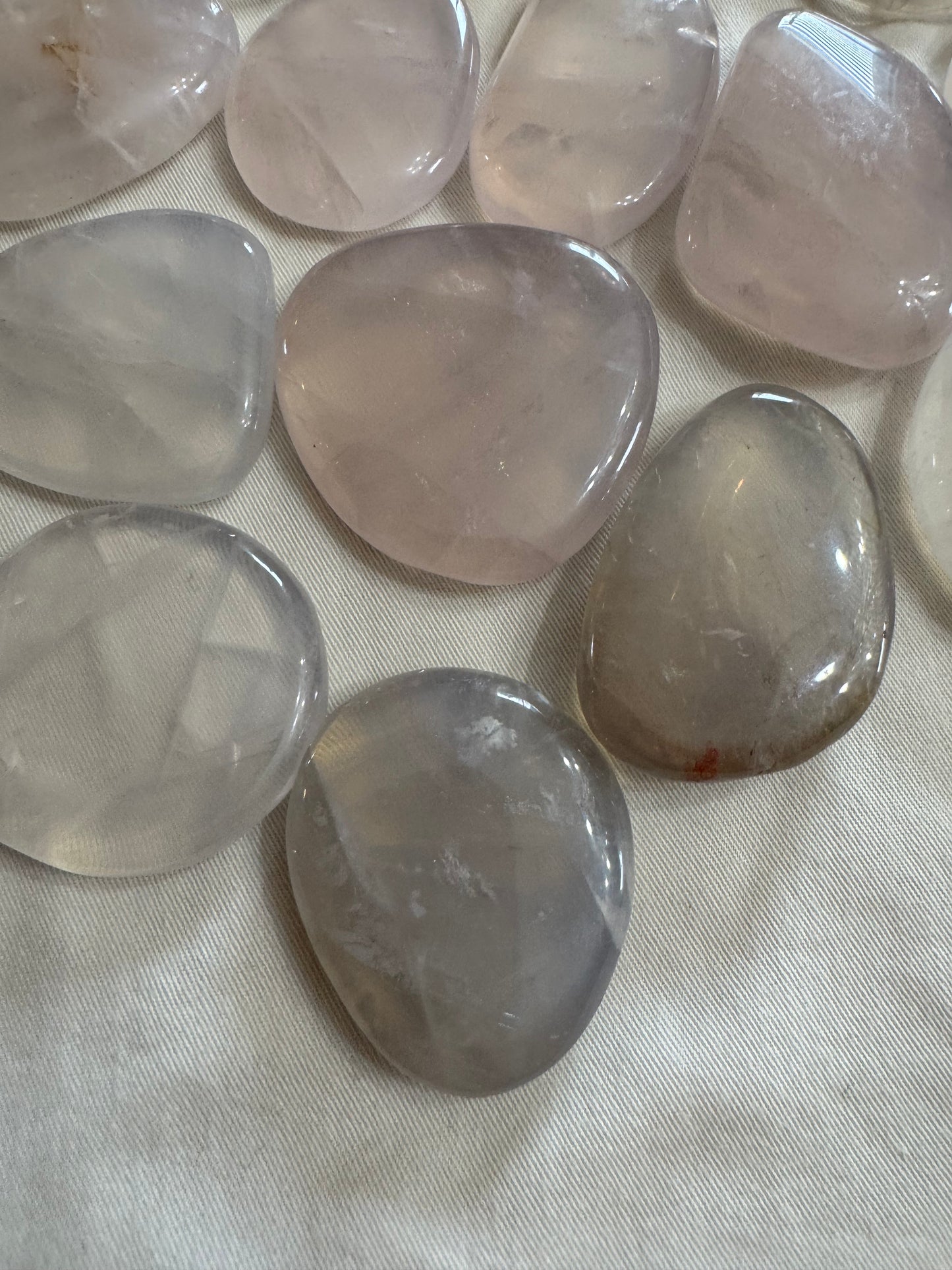 Blue Rose Quartz Crystal Flat Pocket Palm Stone 1 Piece