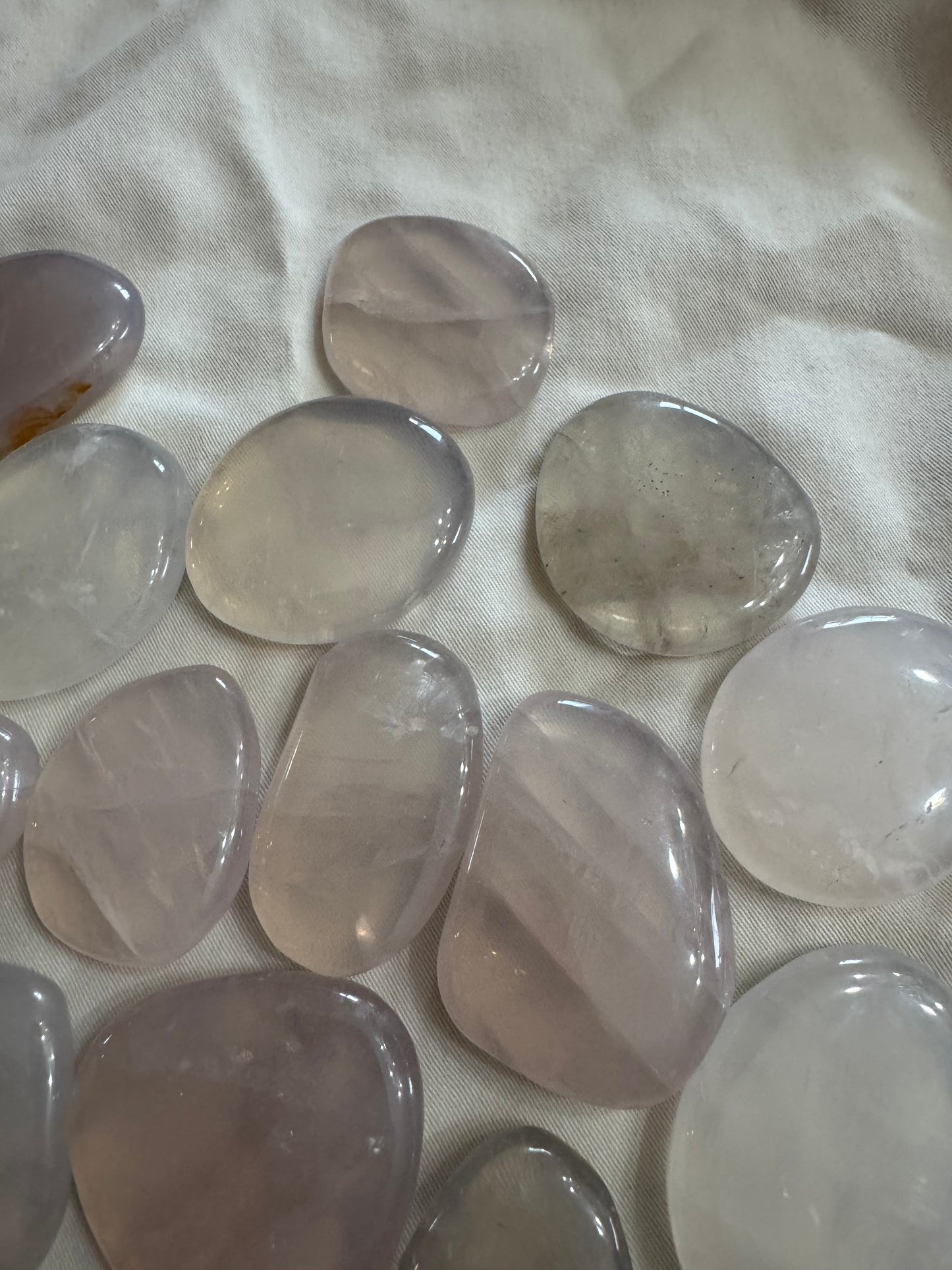 Blue Rose Quartz Crystal Flat Pocket Palm Stone 1 Piece