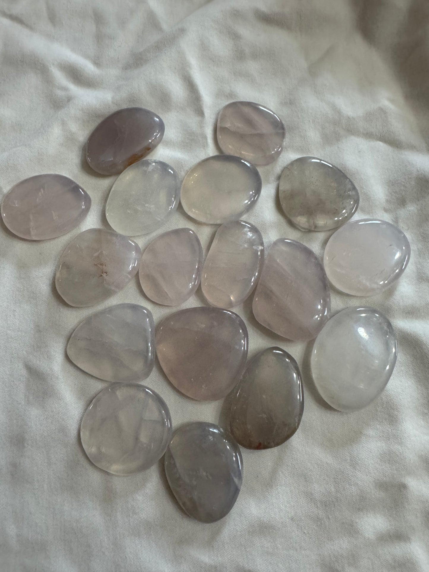 Blue Rose Quartz Crystal Flat Pocket Palm Stone 1 Piece