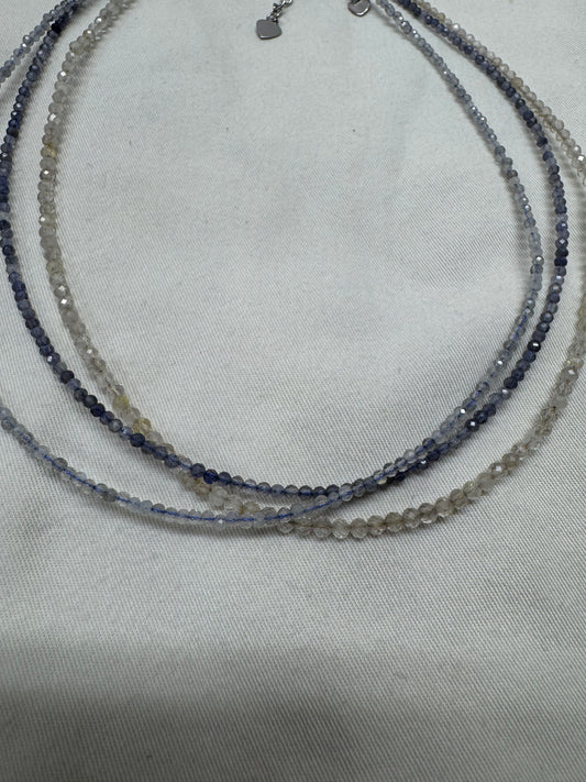 Dainty Personal Power 2mm Crystal Necklace in Gold Rutilated Quartz or Iolite or labradorite or trio