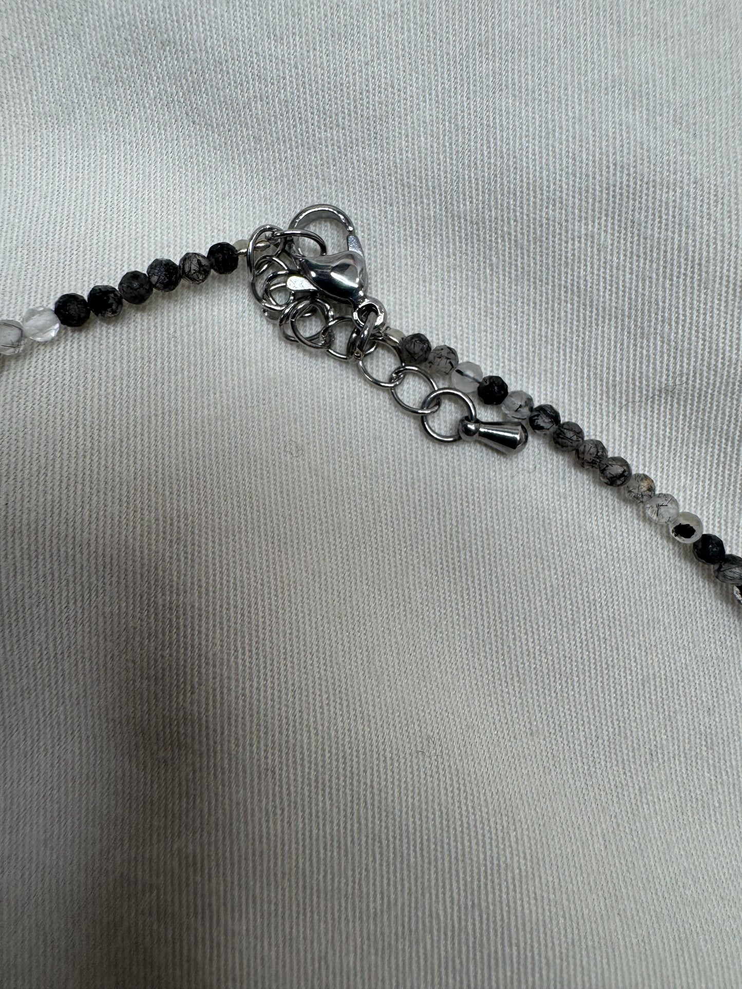 Dainty Tourmalinated Quartz 2mm Crystal Necklace