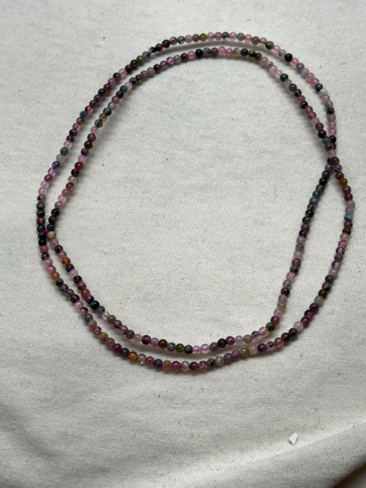Watermelon Tourmaline Wrapping Bracelet or Necklace Stretch String