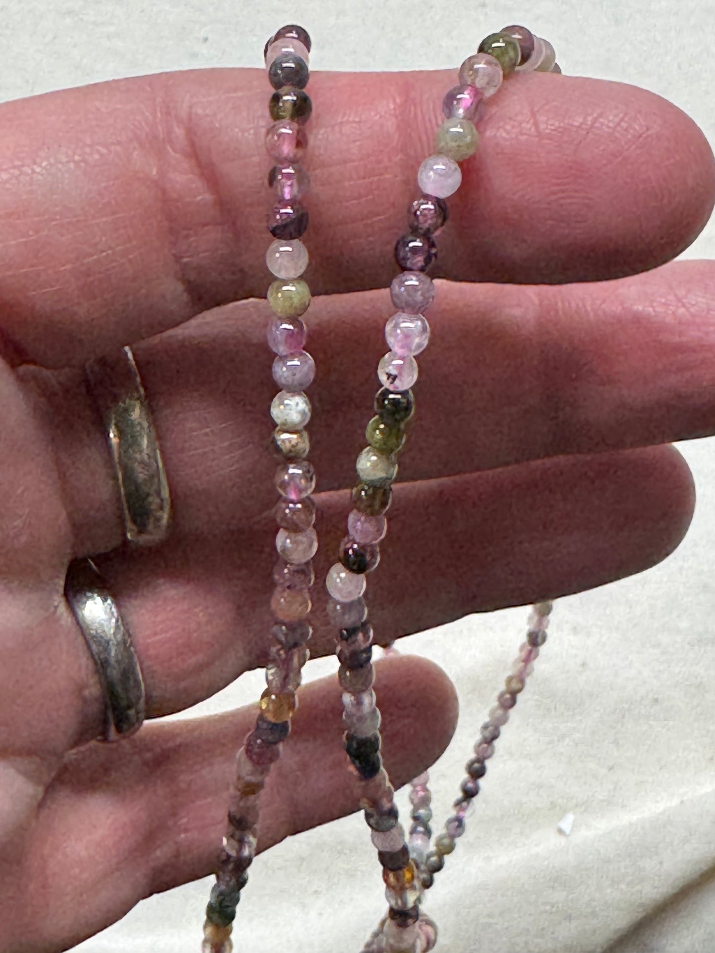 Watermelon Tourmaline Wrapping Bracelet or Necklace Stretch String