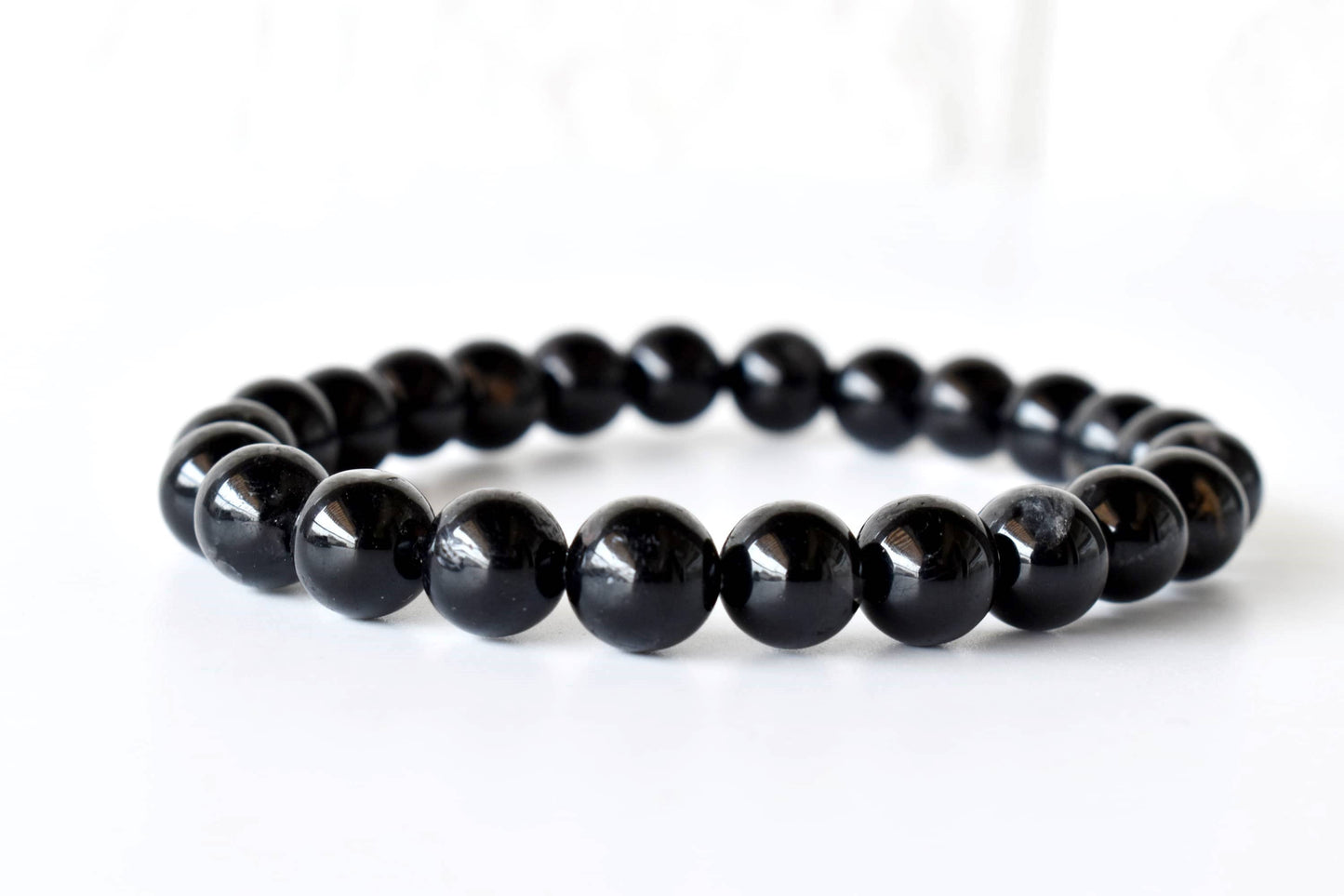 Black Tourmaline Crystal Gemstone Bracelet 6mm and 8mm