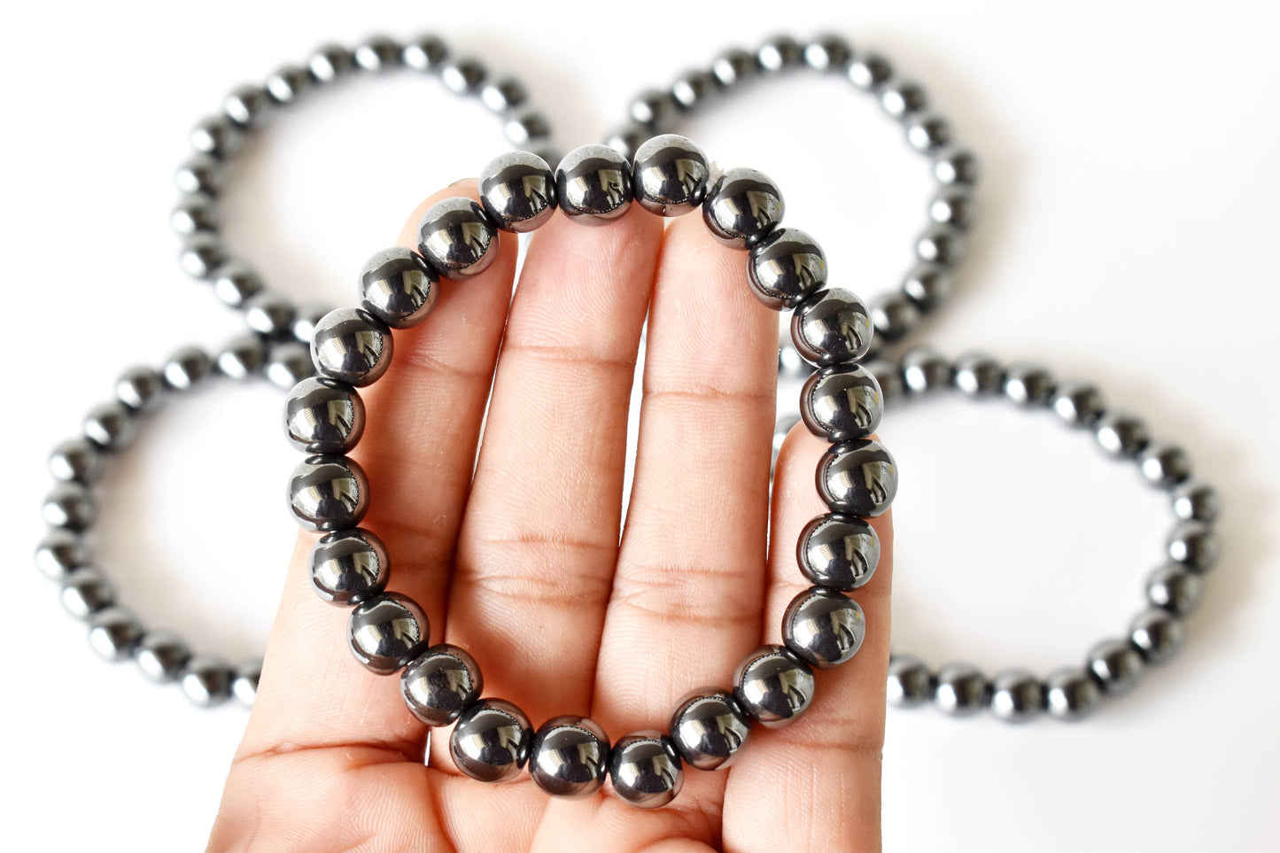 Hematite Crystal Healing Gemstone Bracelet 6mm and 8mm