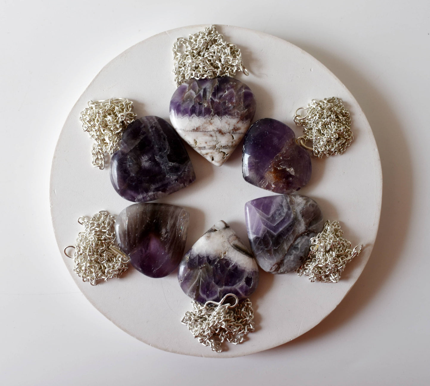 Amethyst Crystal Heart Pendant Necklace Healing Stone