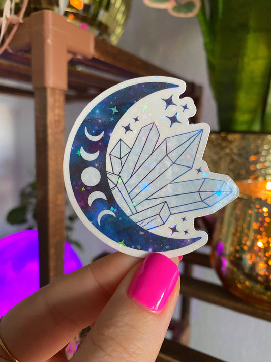 Celestial moon phases moon crystal holographic sticker