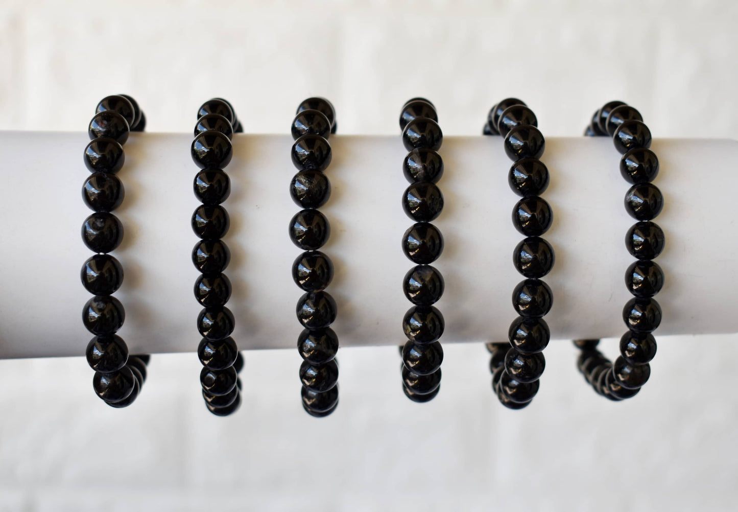 Black Tourmaline Crystal Gemstone Bracelet 6mm and 8mm