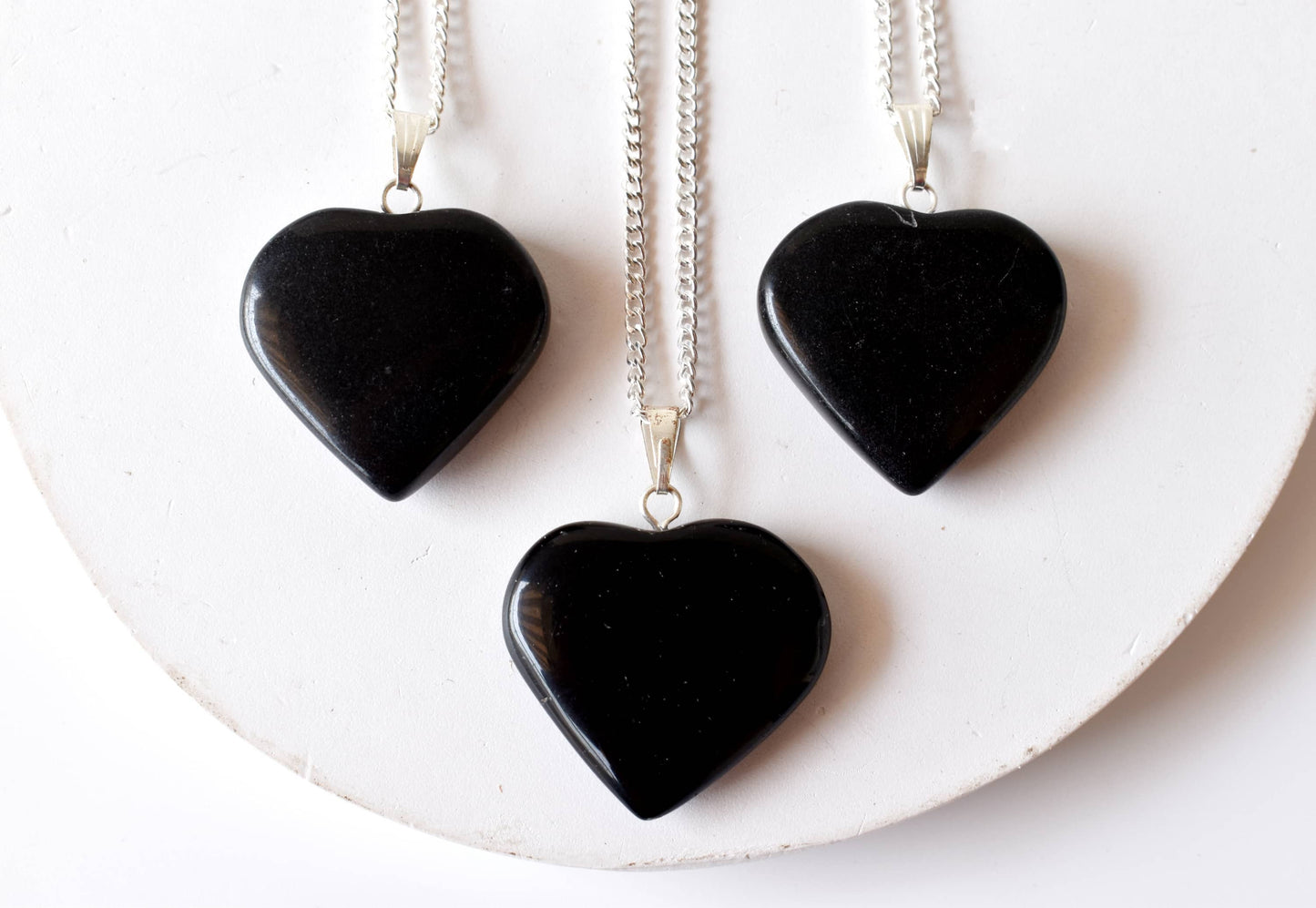 Black Tourmaline Heart Pendant, Heart Crystal Pendant