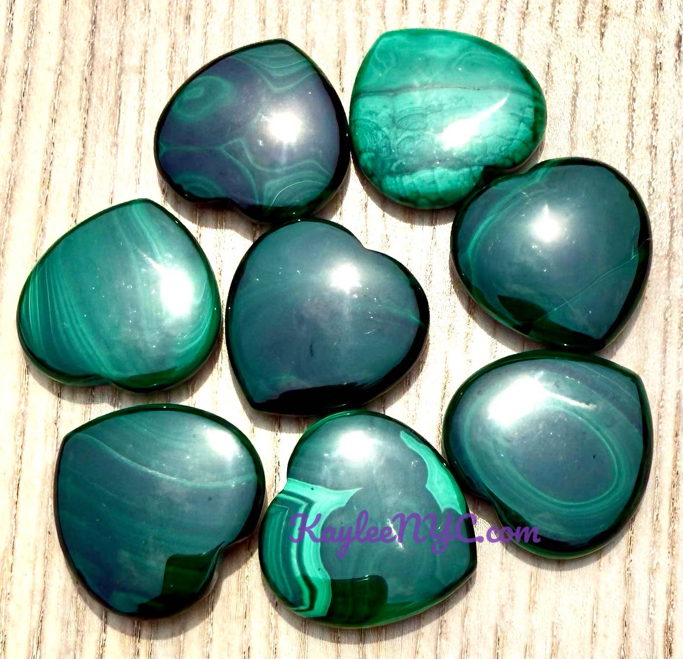 Natural Malachite Hearts 28mm Crystals Healing Energy