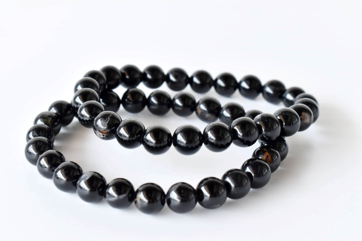 Black Tourmaline Crystal Gemstone Bracelet 6mm and 8mm