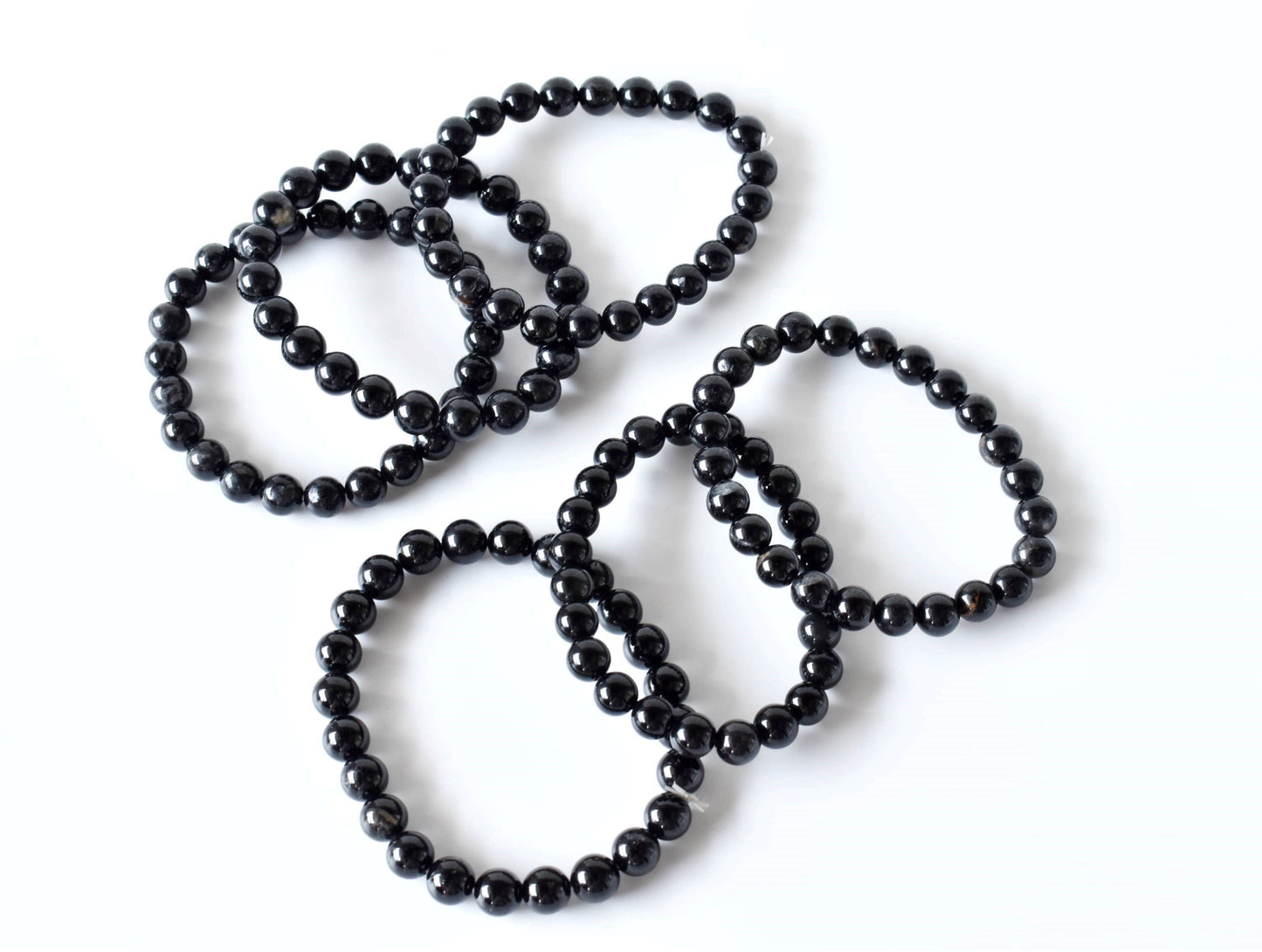 Black Tourmaline Crystal Gemstone Bracelet 6mm and 8mm