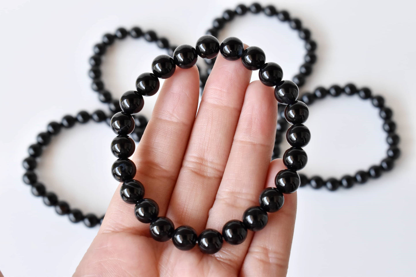 Black Onyx Crystal Gemstone Bracelet 6mm and 8mm